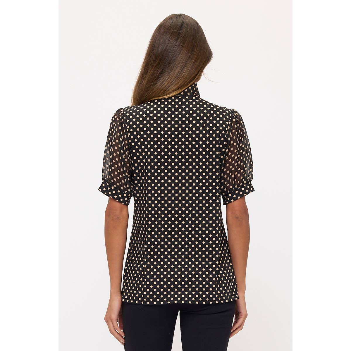 Polka Dot Neck Tie Blouse