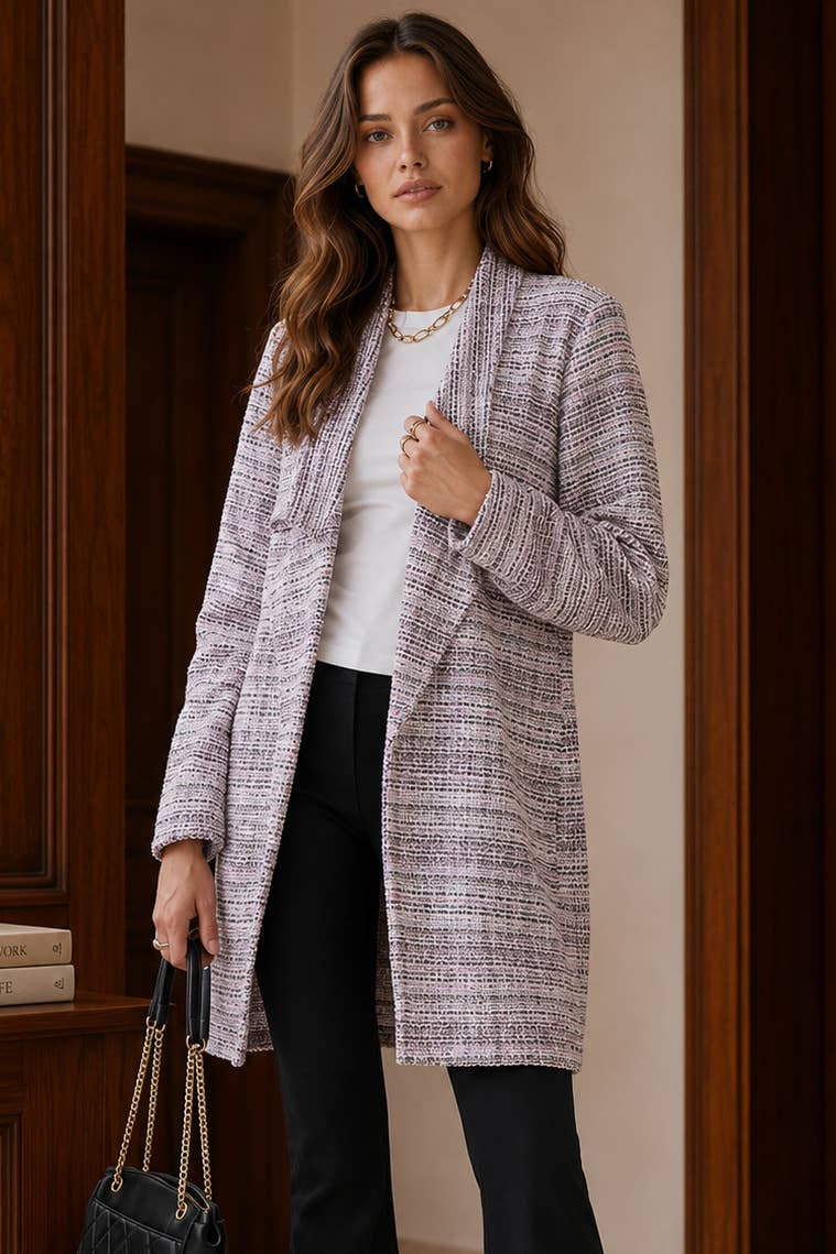 Open Front Midi Blazer