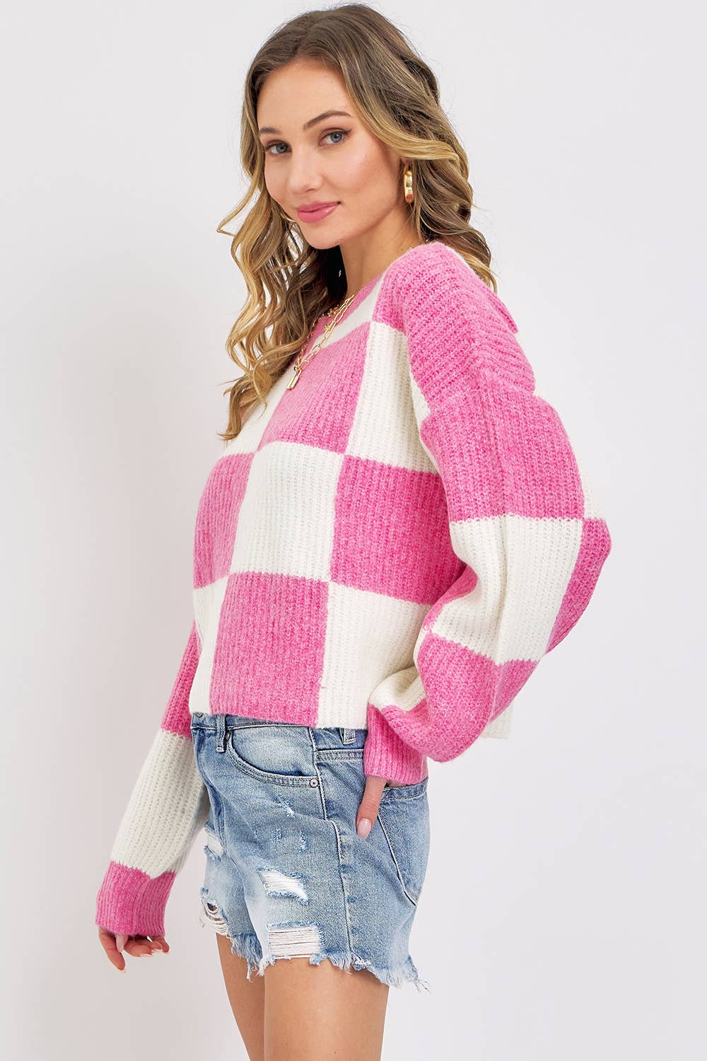 CHECKER KNIT SWEATER