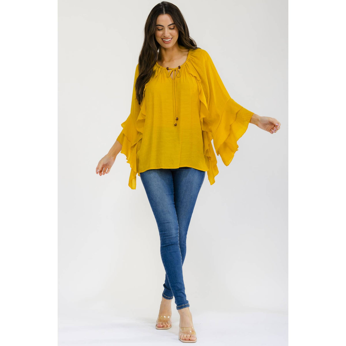 Gauze Tiered Ruffle Asym Peasant