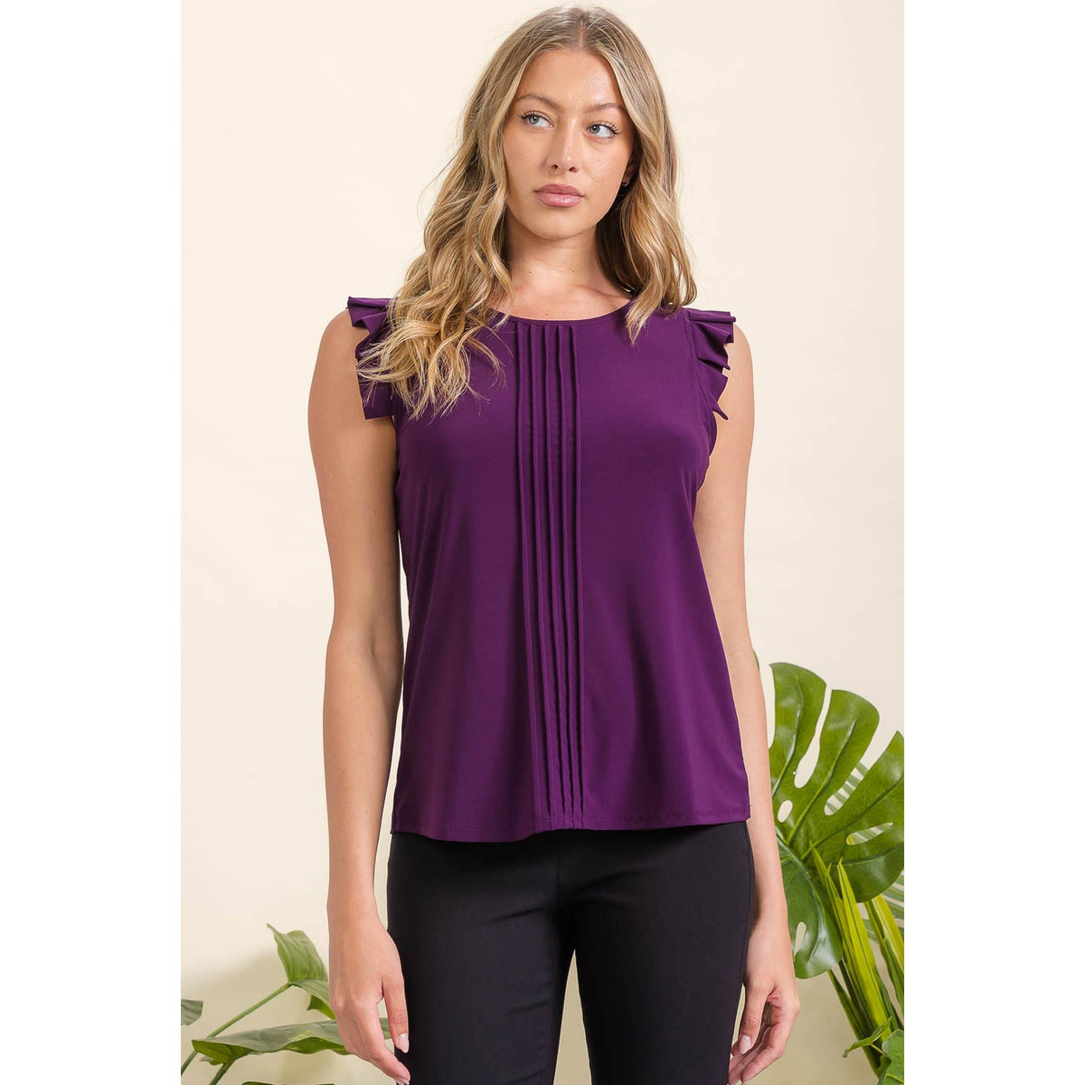 ITY PLEAT RUFFLE TANK