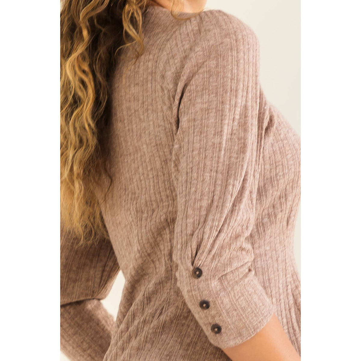PEPLUM BUTTON SLEEVE TOP