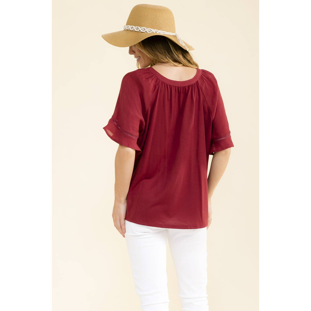 Crochet Sleeve Trim Peasant Top