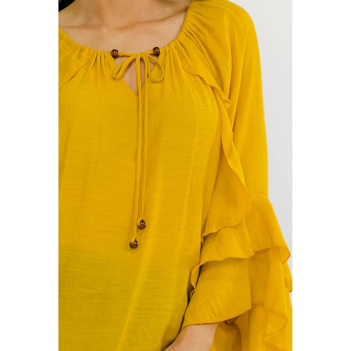 Gauze Tiered Ruffle Asym Peasant