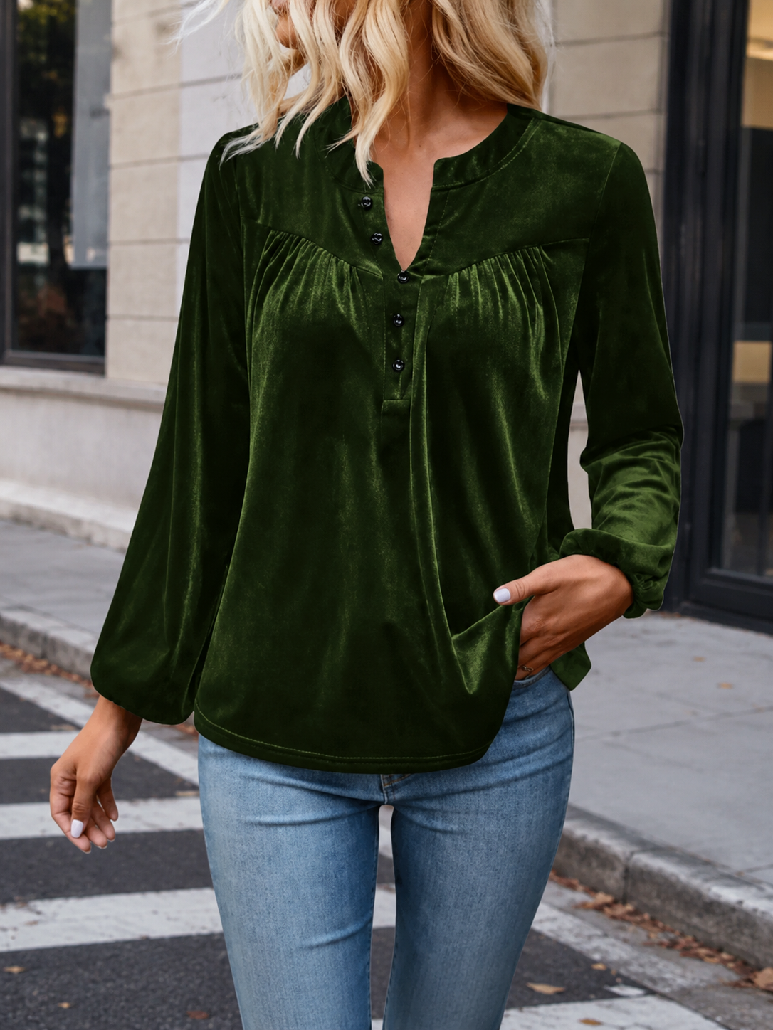 Velvet Henley Top