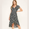 DAY TO NIGHT FAUX WRAP MIDI DRESS