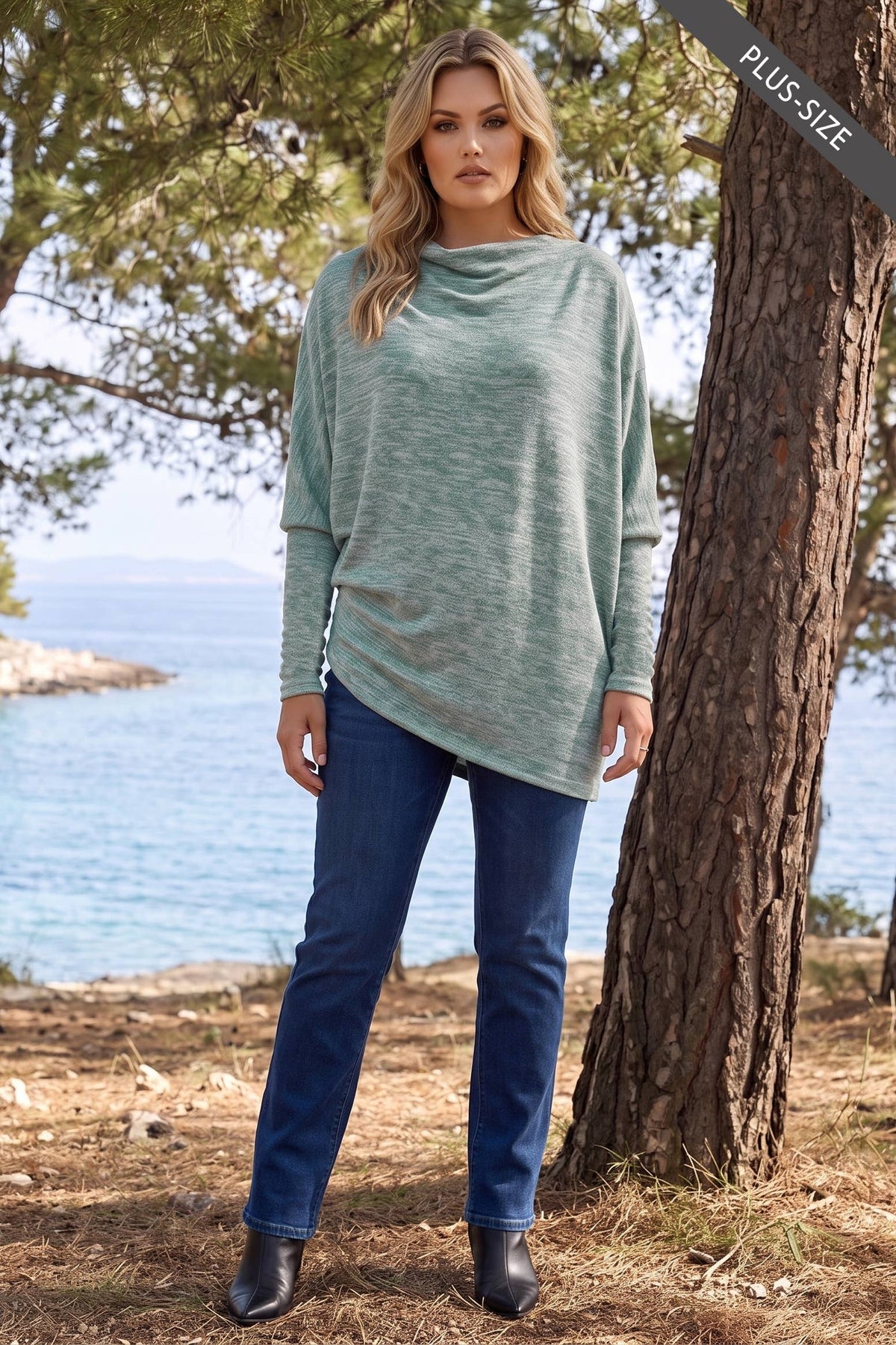 Cowl Neck or Asymmetrical Top Plus