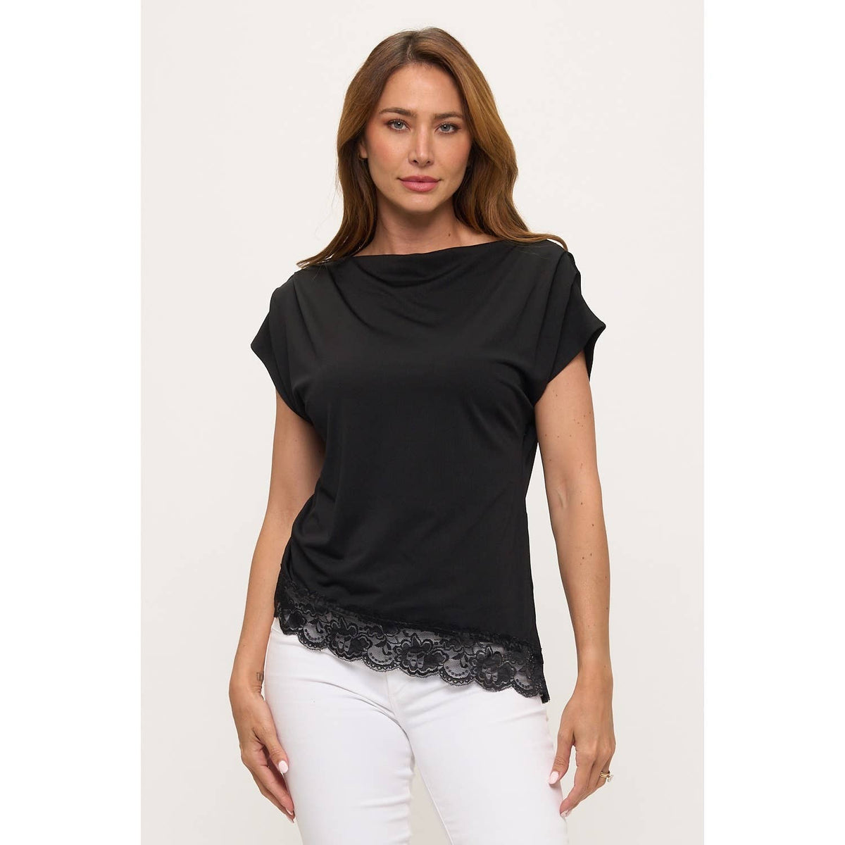 Asymmetrical Black Lace Top