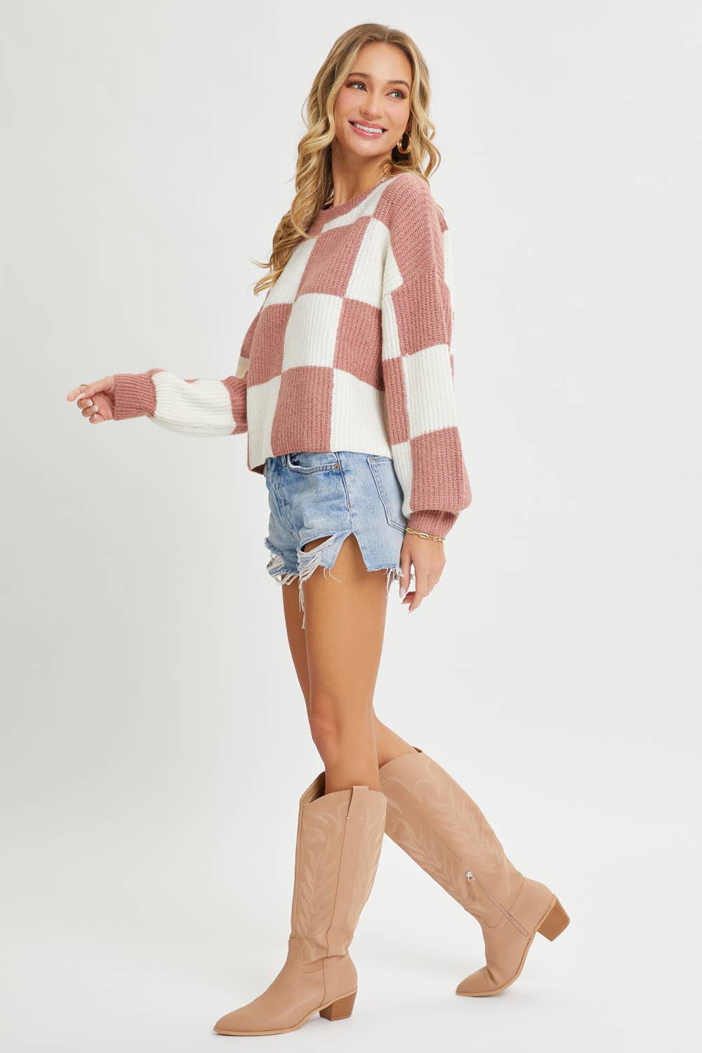 CHECKER KNIT SWEATER