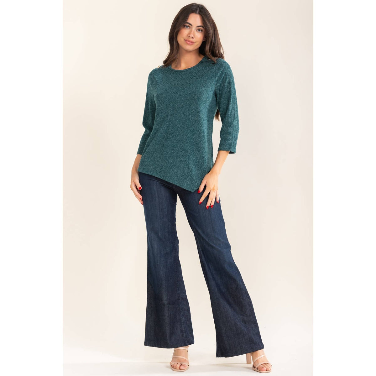 ASYMM GOLD BUTTON SWEATSHIRT