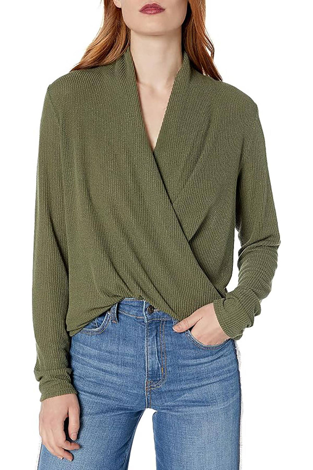 POINTELLE WRAP KNIT PULLOVER