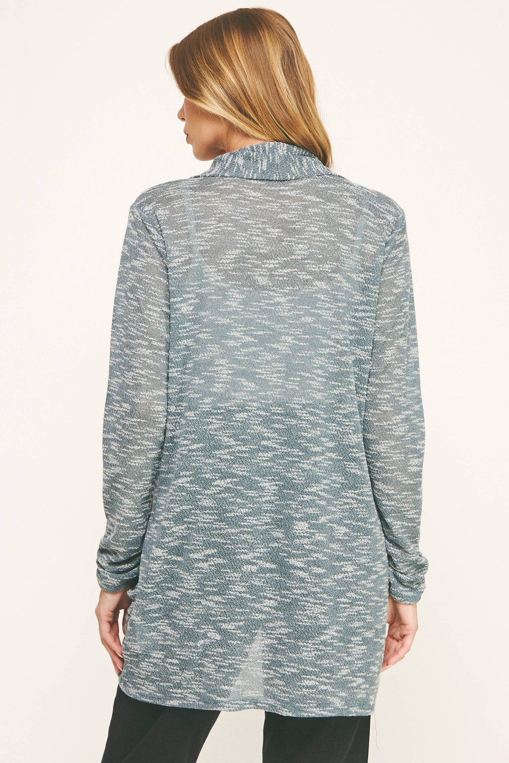 SHIRRED CARDIGAN TWO-TONE
