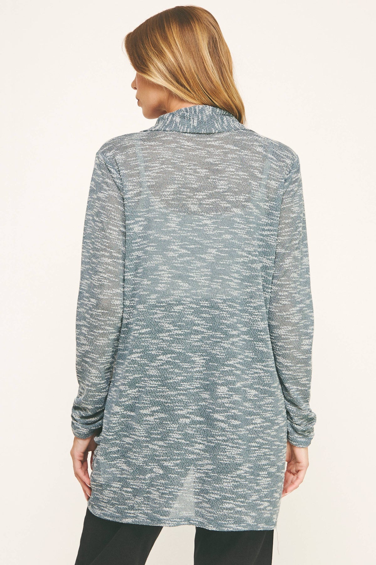 SHIRRED CARDIGAN TWO-TONE