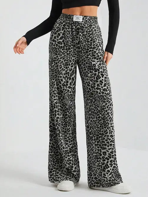 Leopard Print Wide Leg Pants
