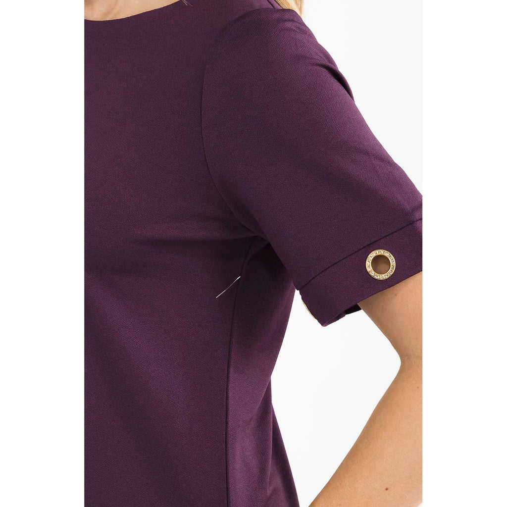 KNIT CREPE RHINESTONE TOP