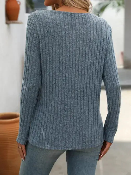 V-Neck Button Sweater