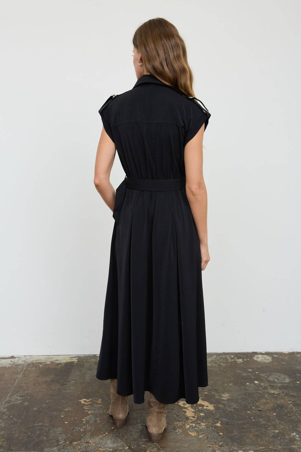 BELTED MIDI SHIRT DRESS