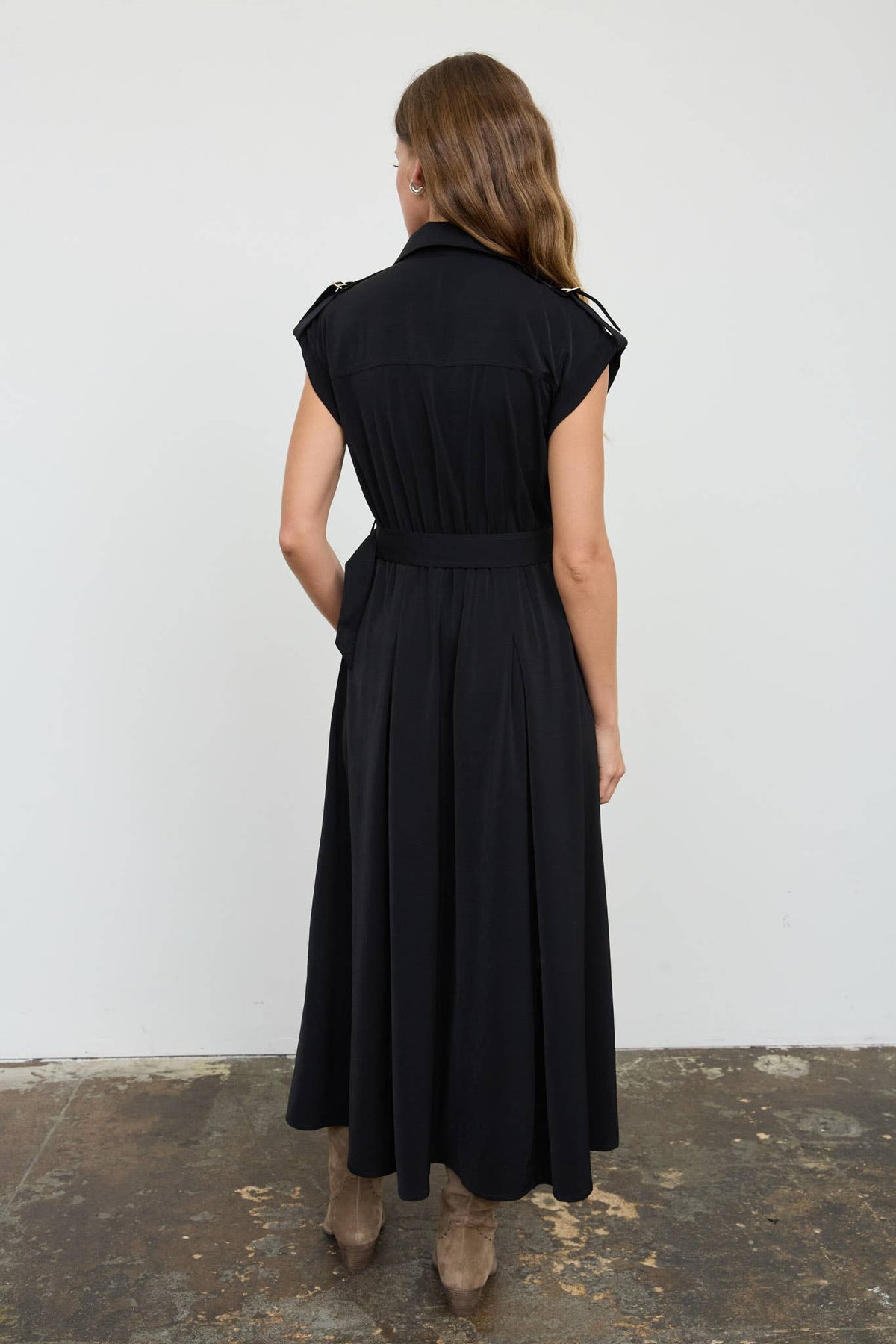 BELTED MIDI SHIRT DRESS
