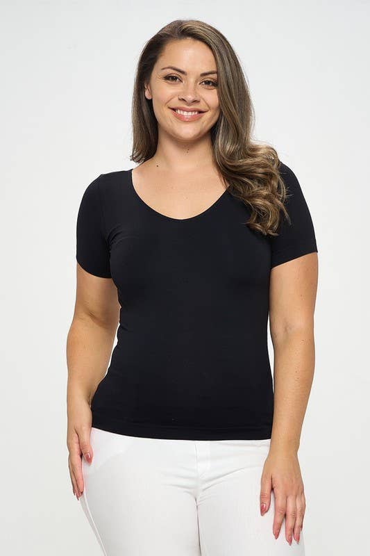 Seamless Reversible V-Neck Short Sleeve