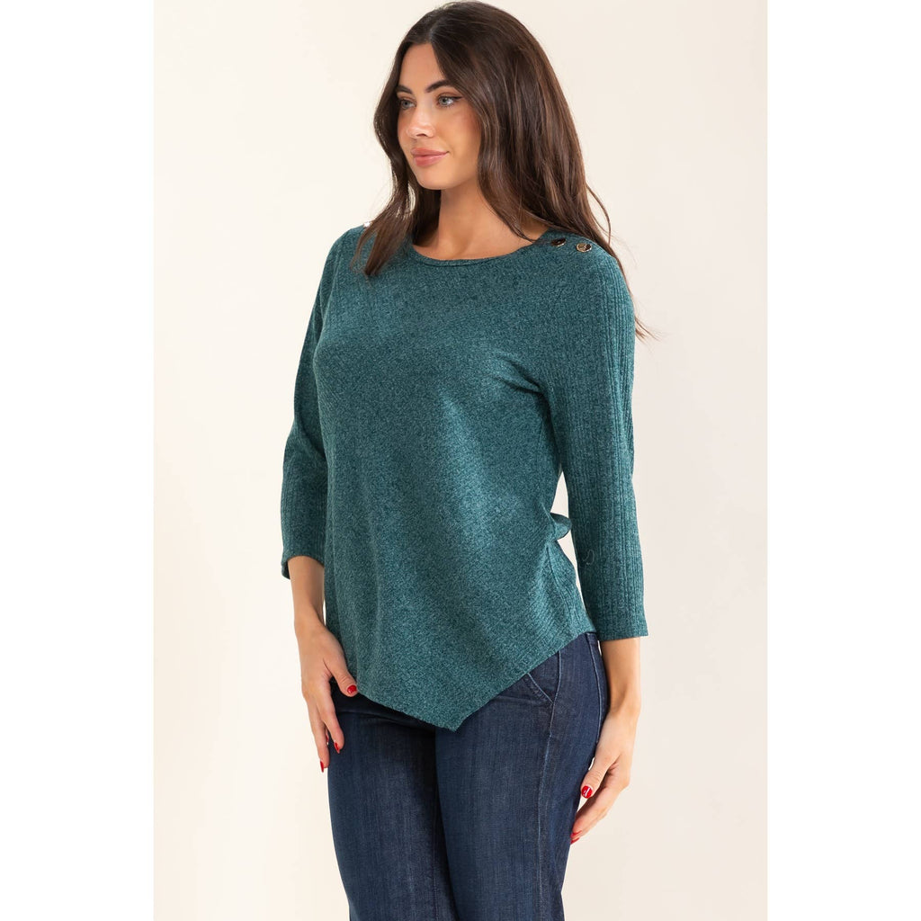 ASYMM GOLD BUTTON SWEATSHIRT