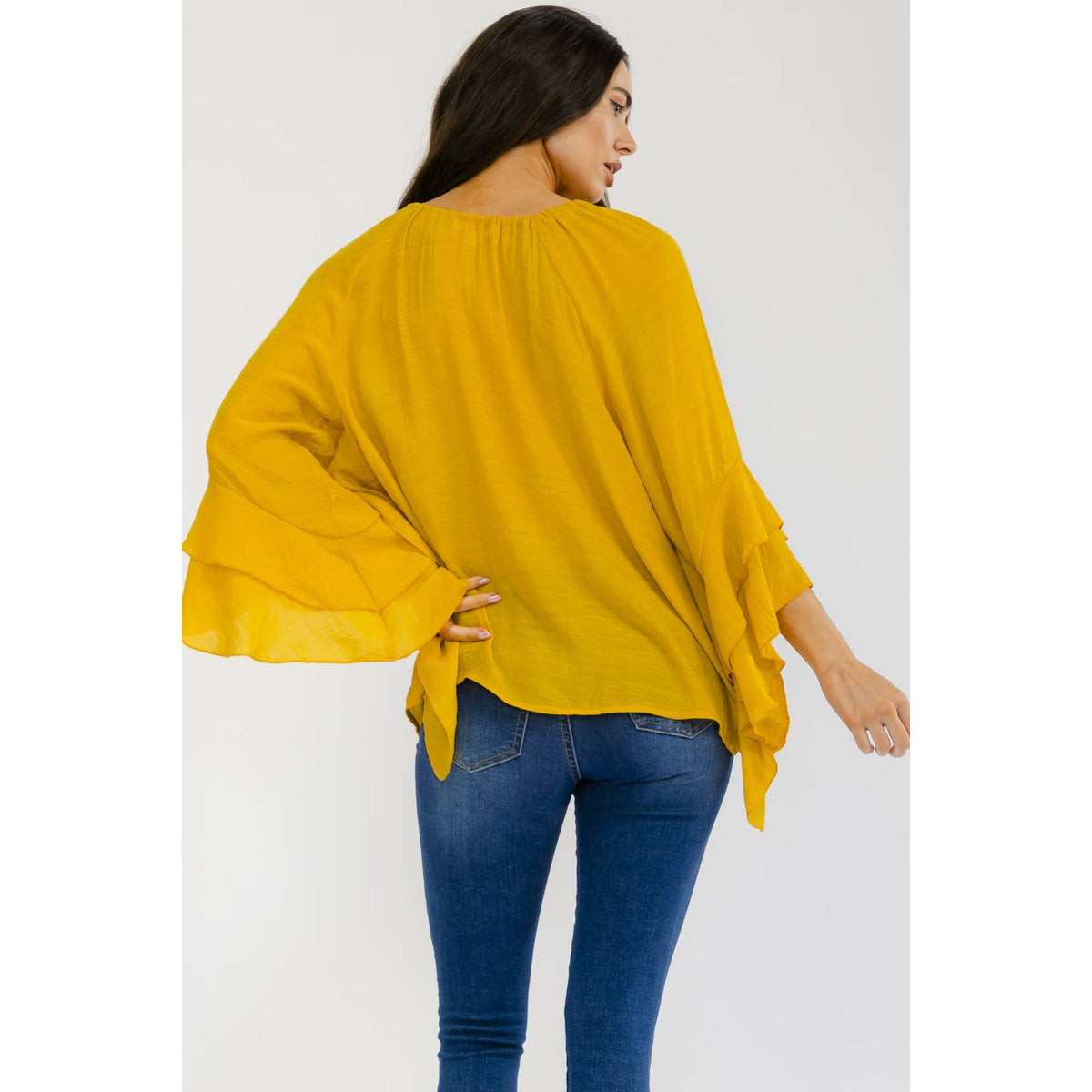 Gauze Tiered Ruffle Asym Peasant