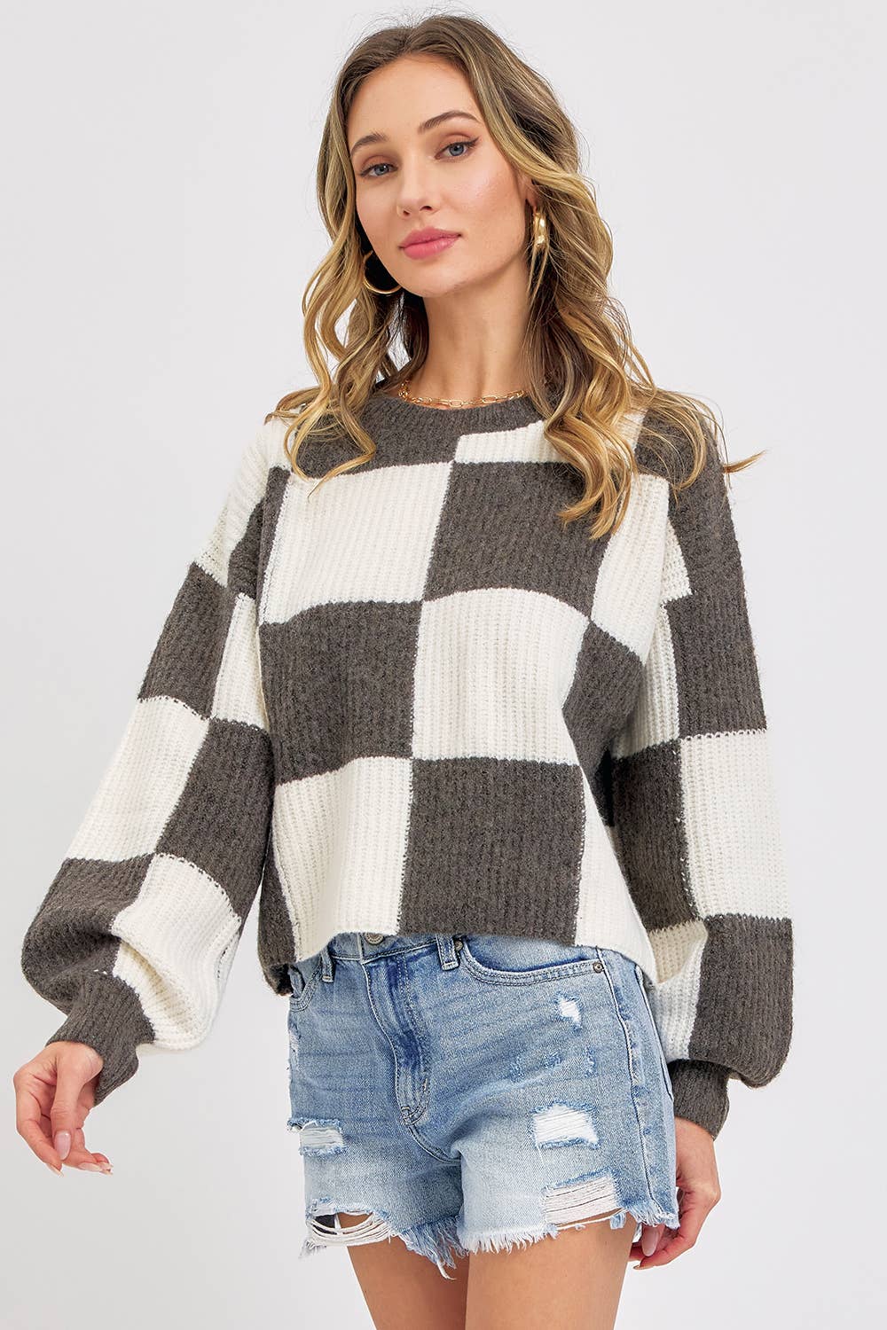 CHECKER KNIT SWEATER