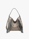 Sav Distressed Hobo Bag w/ Fringe Detail