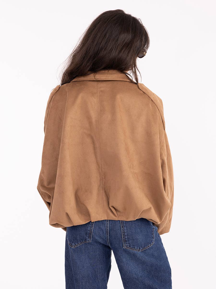 Faux Suede Bomber Jacket
