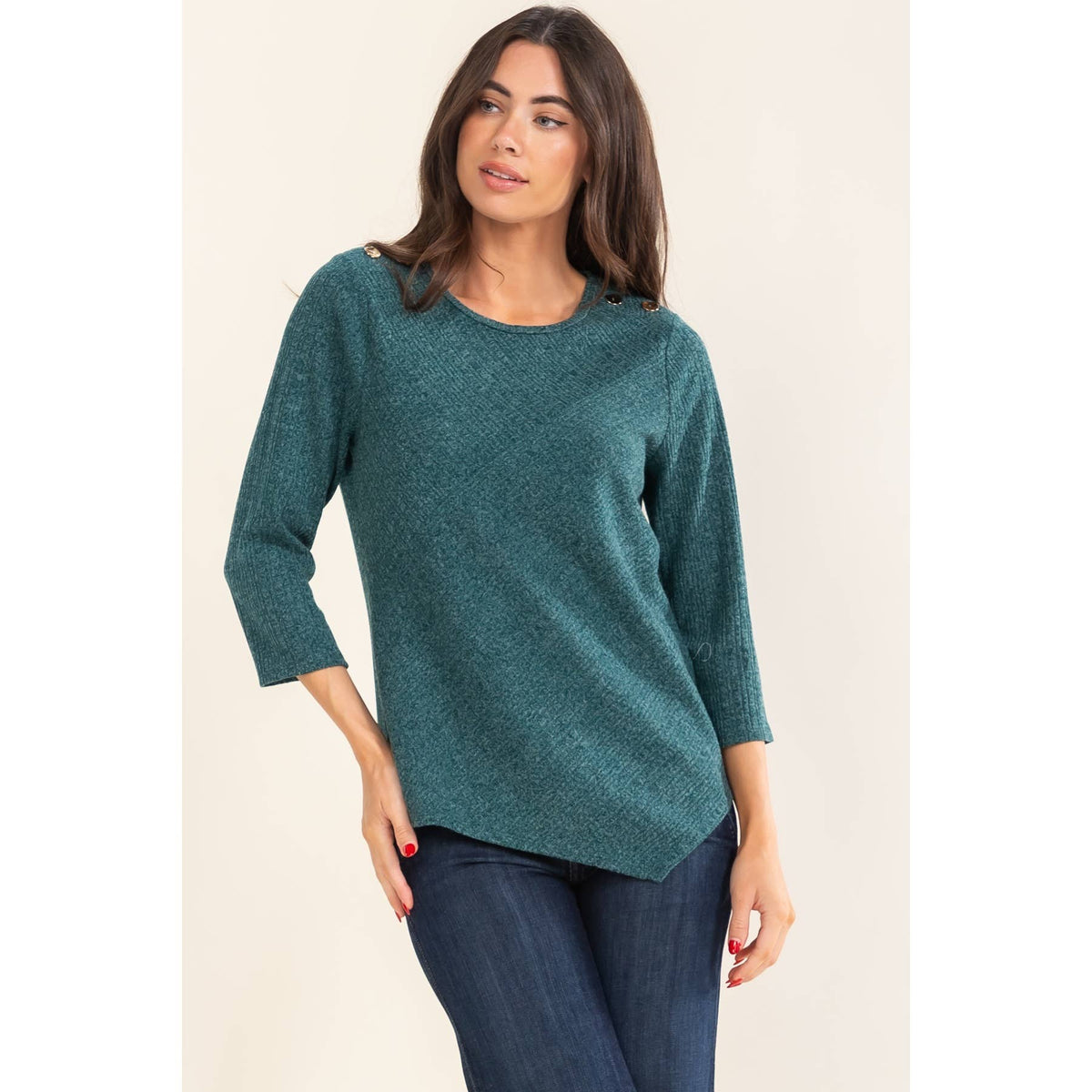 ASYMM GOLD BUTTON SWEATSHIRT