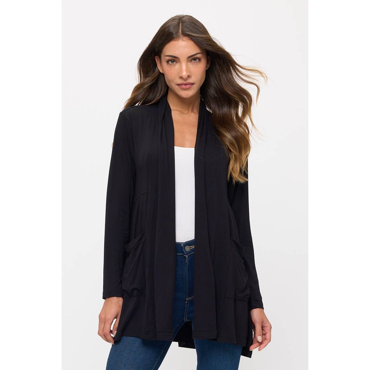Open Front Pocket Cardigan