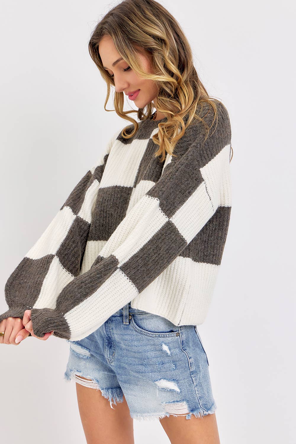CHECKER KNIT SWEATER