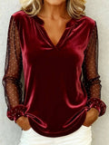 Velvet Mesh Sleeve Top