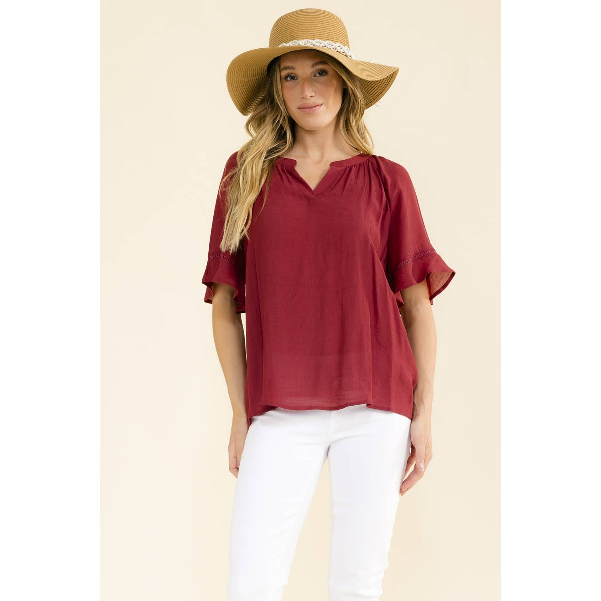 Crochet Sleeve Trim Peasant Top