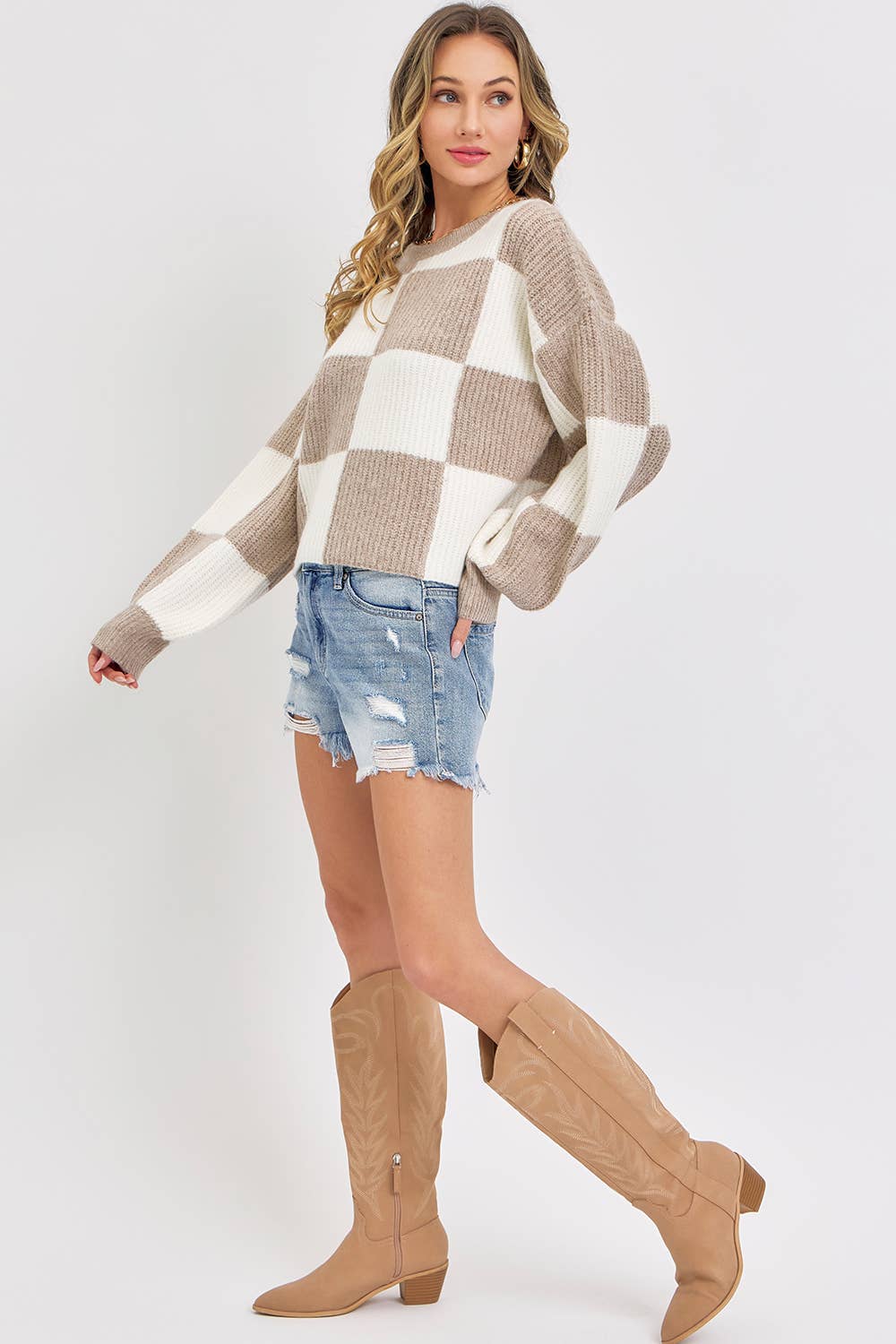 CHECKER KNIT SWEATER