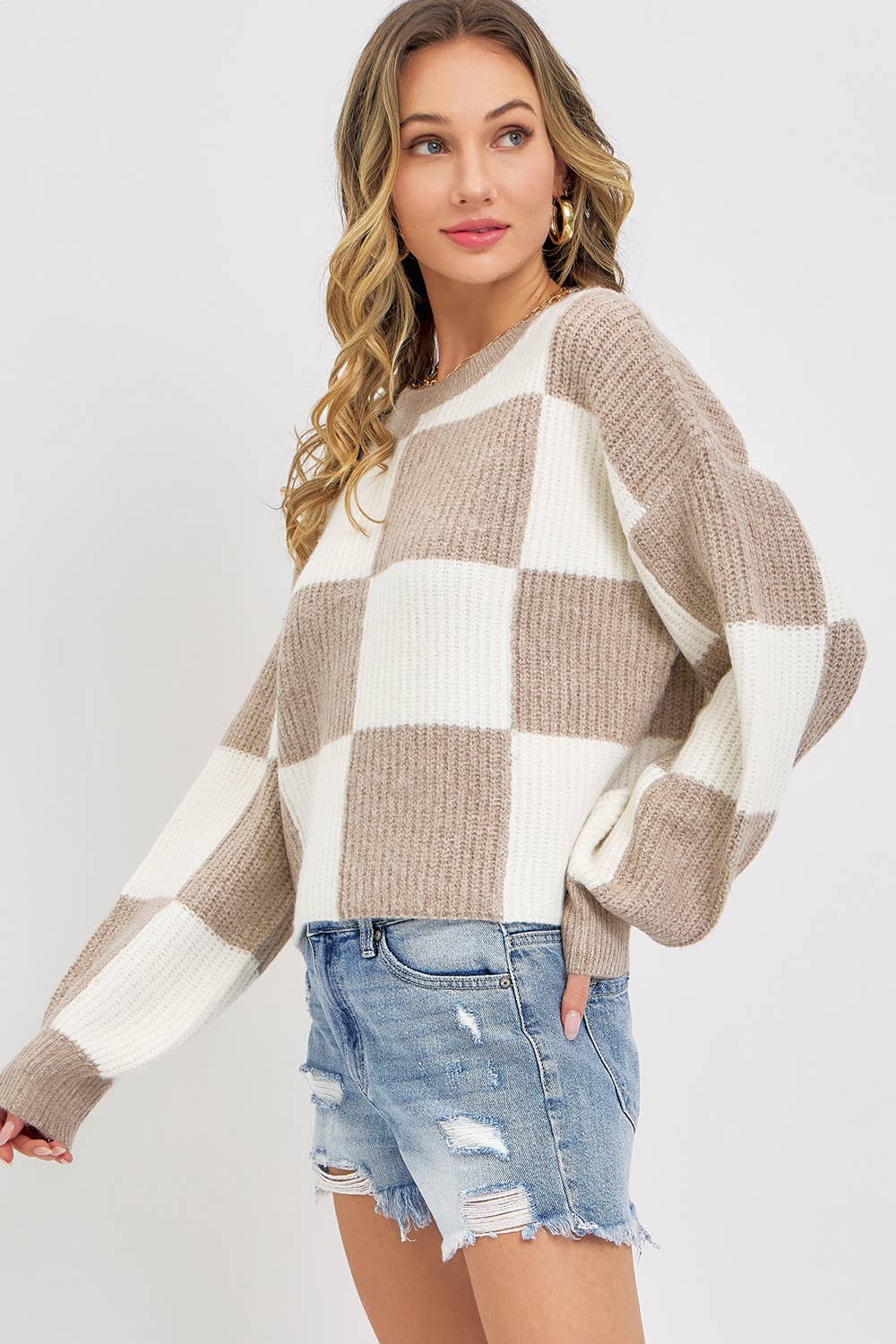 CHECKER KNIT SWEATER