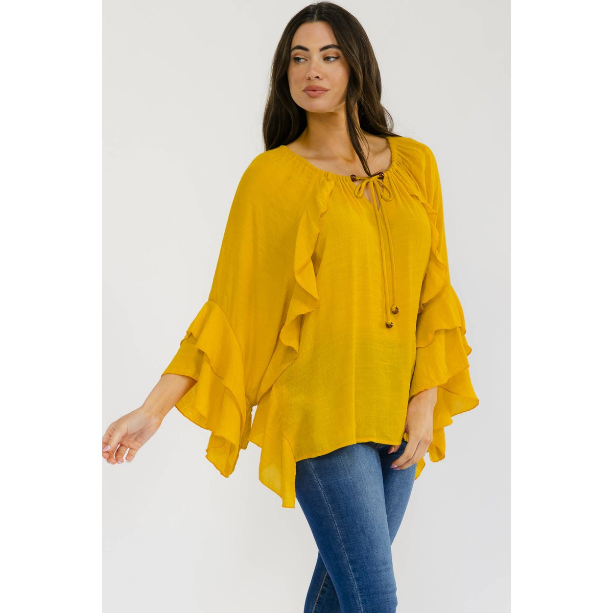 Gauze Tiered Ruffle Asym Peasant
