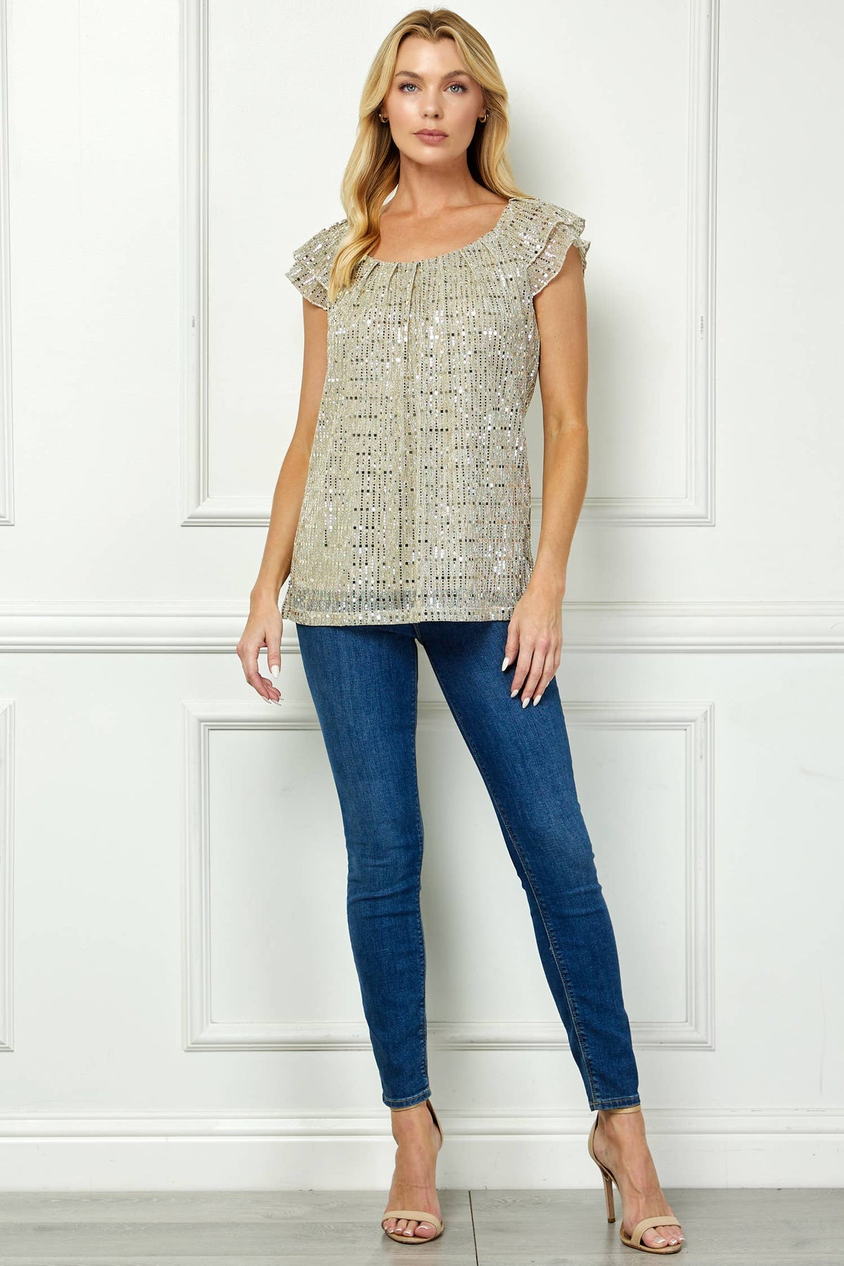 MOONLIGHT GLEAM FLUTTER BLOUSE