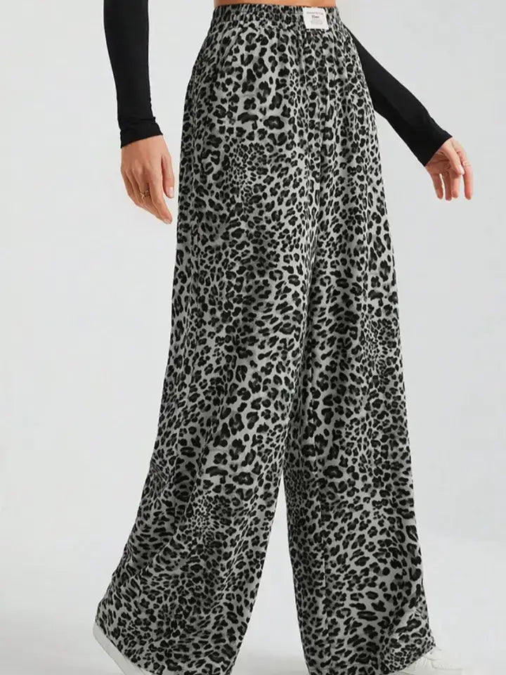Leopard Print Wide Leg Pants