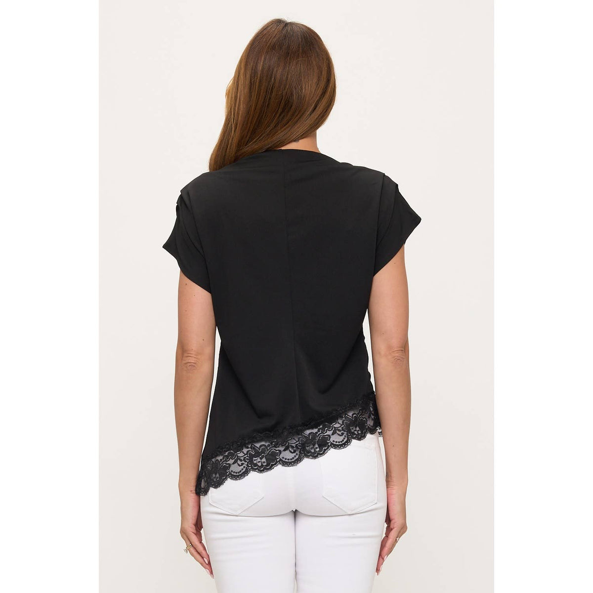 Asymmetrical Black Lace Top