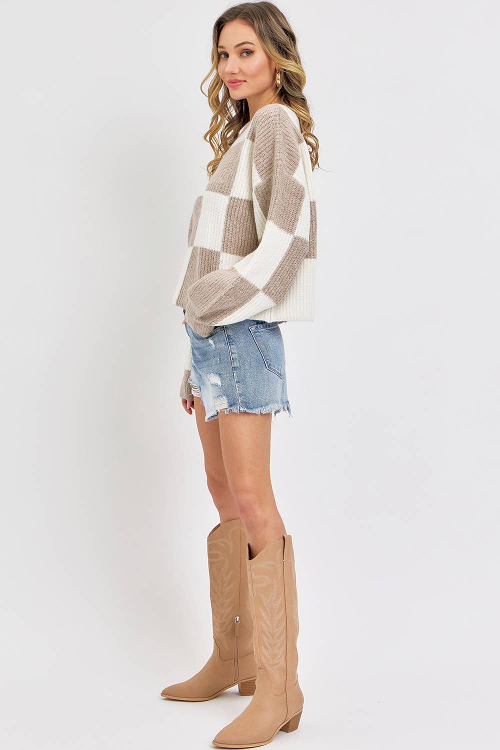 CHECKER KNIT SWEATER