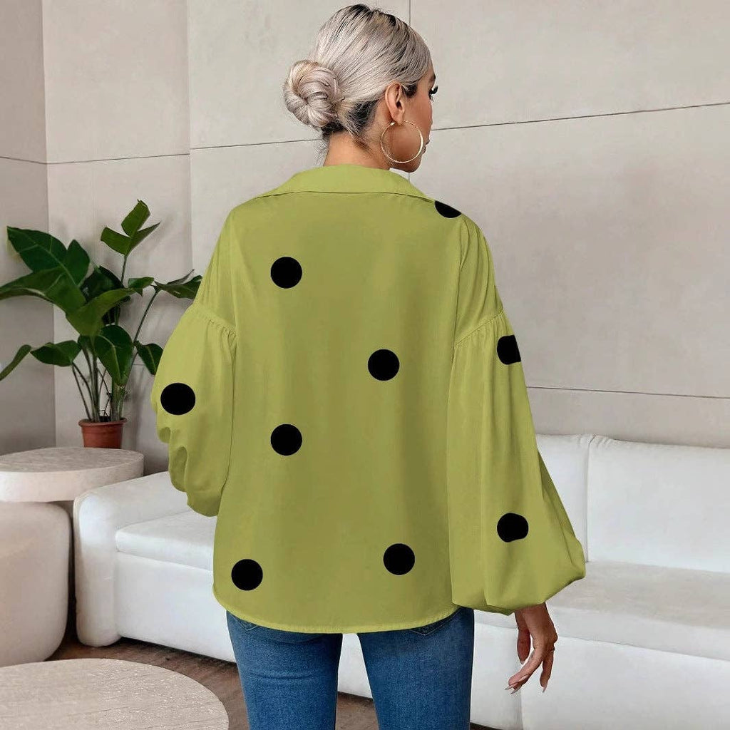 Polka Dot Puff Sleeve Top