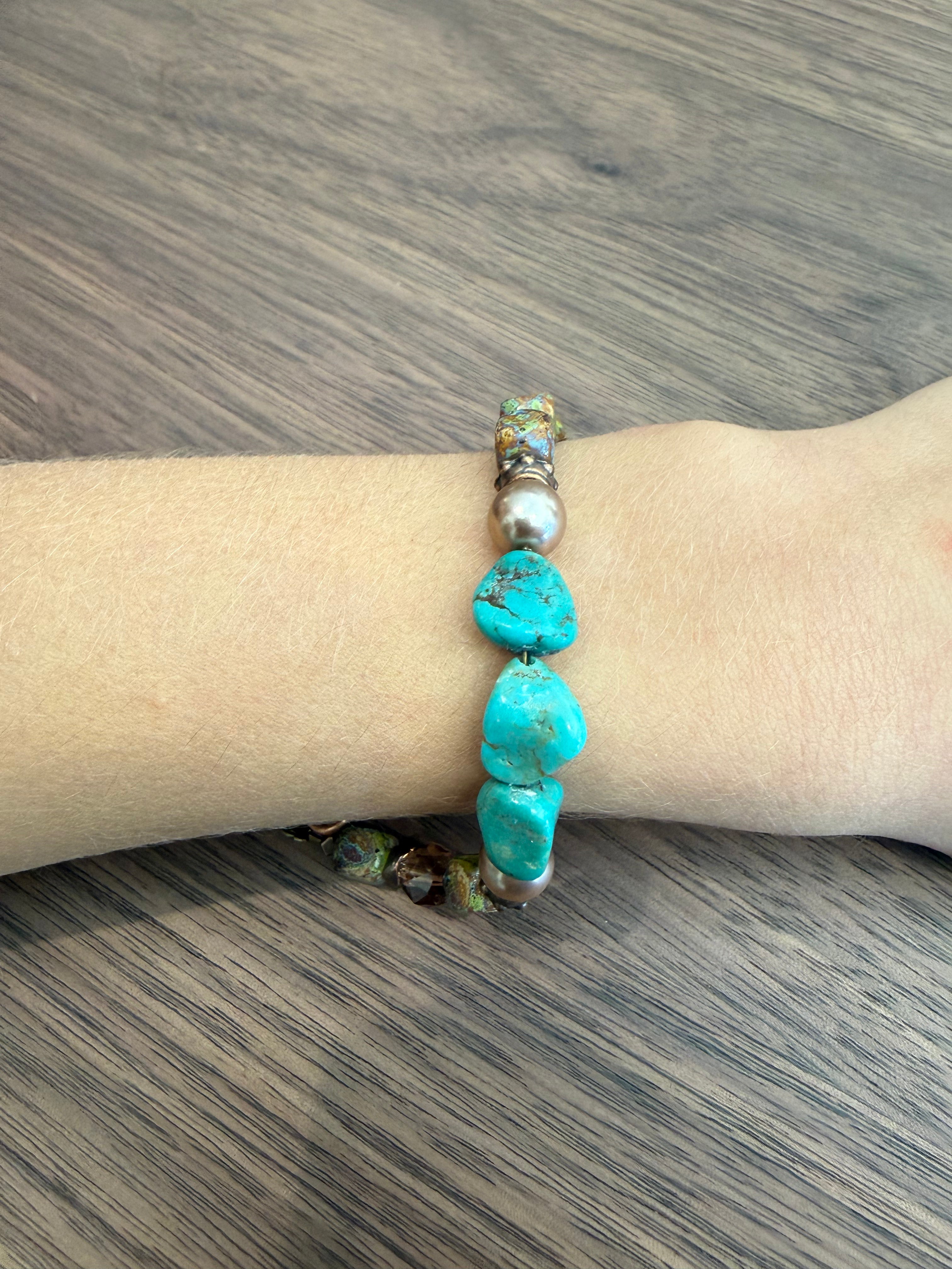 Pearl Vintage Turquoise/Swarovski Bracelets