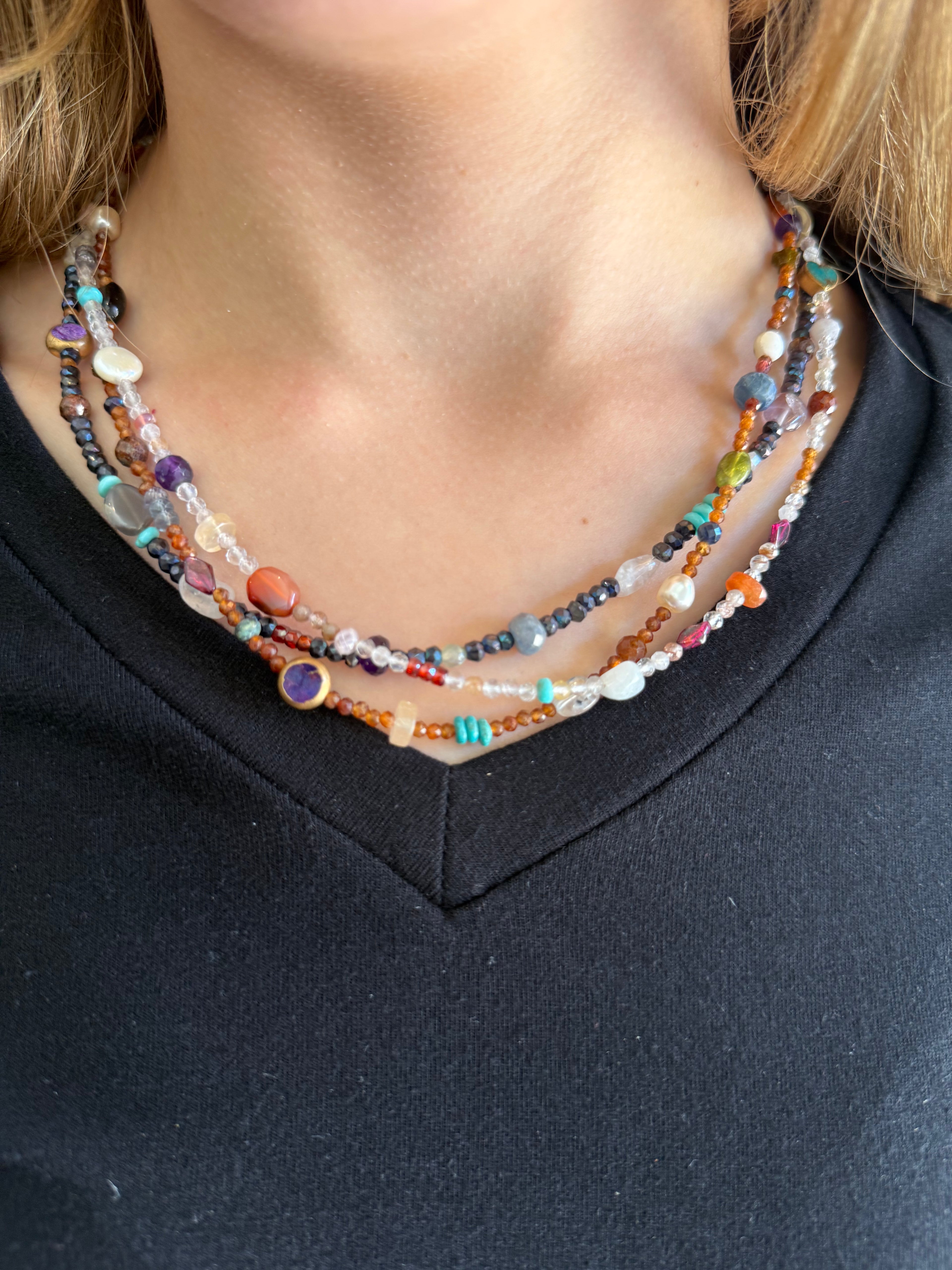 Mixed Gemstone Layering Necklaces