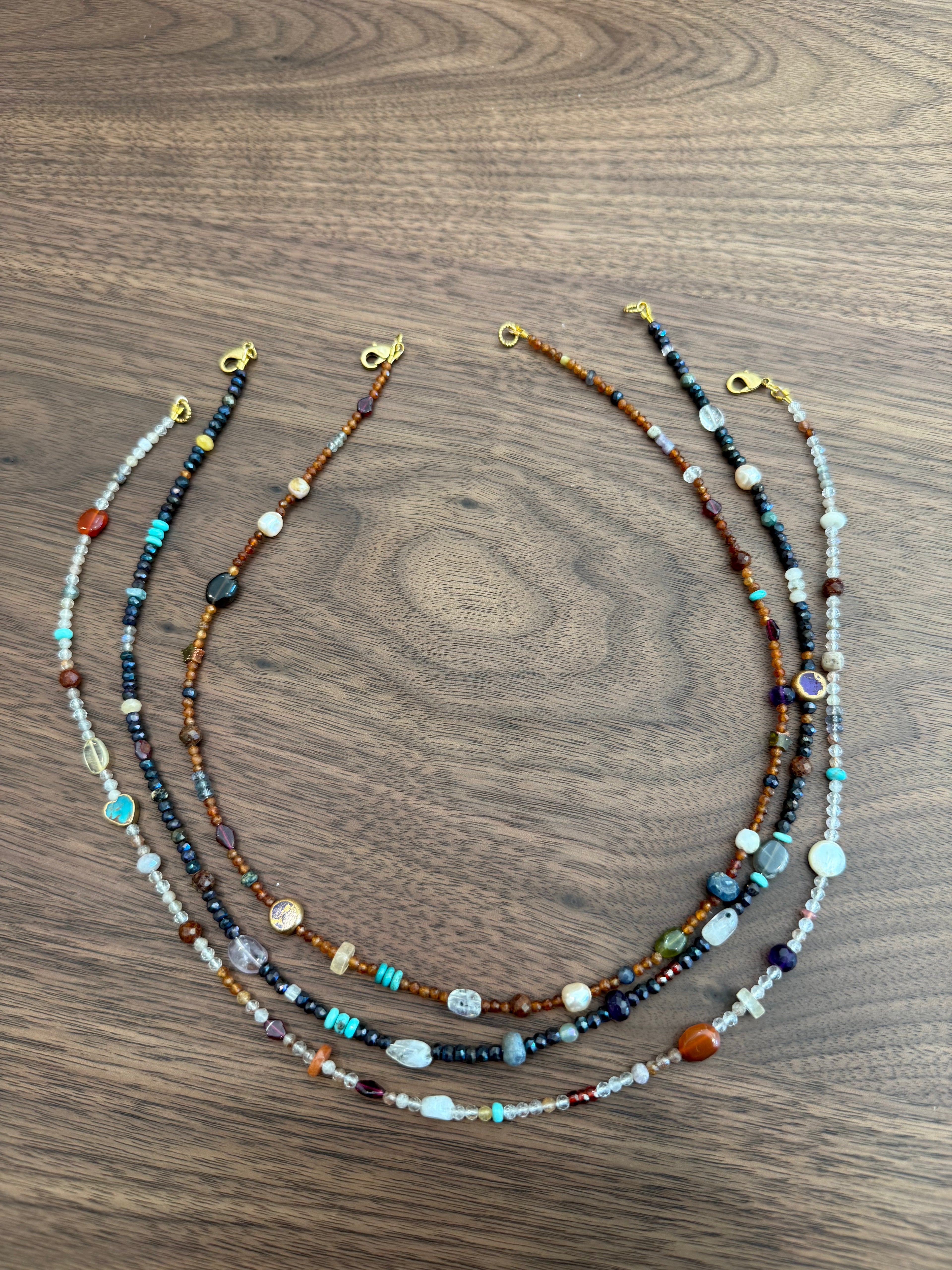 Mixed Gemstone Layering Necklaces