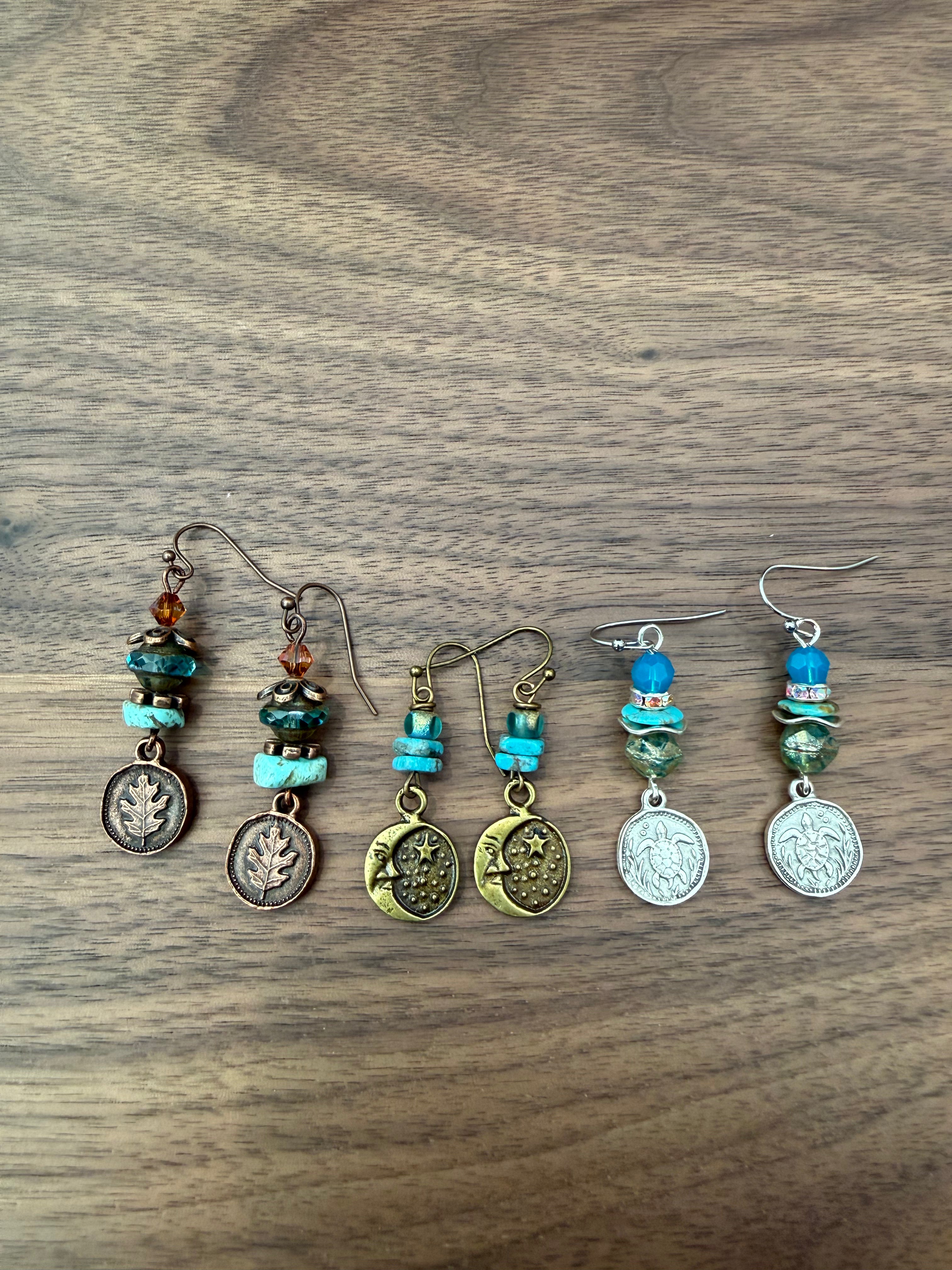 Gemstone and Charm Earrings