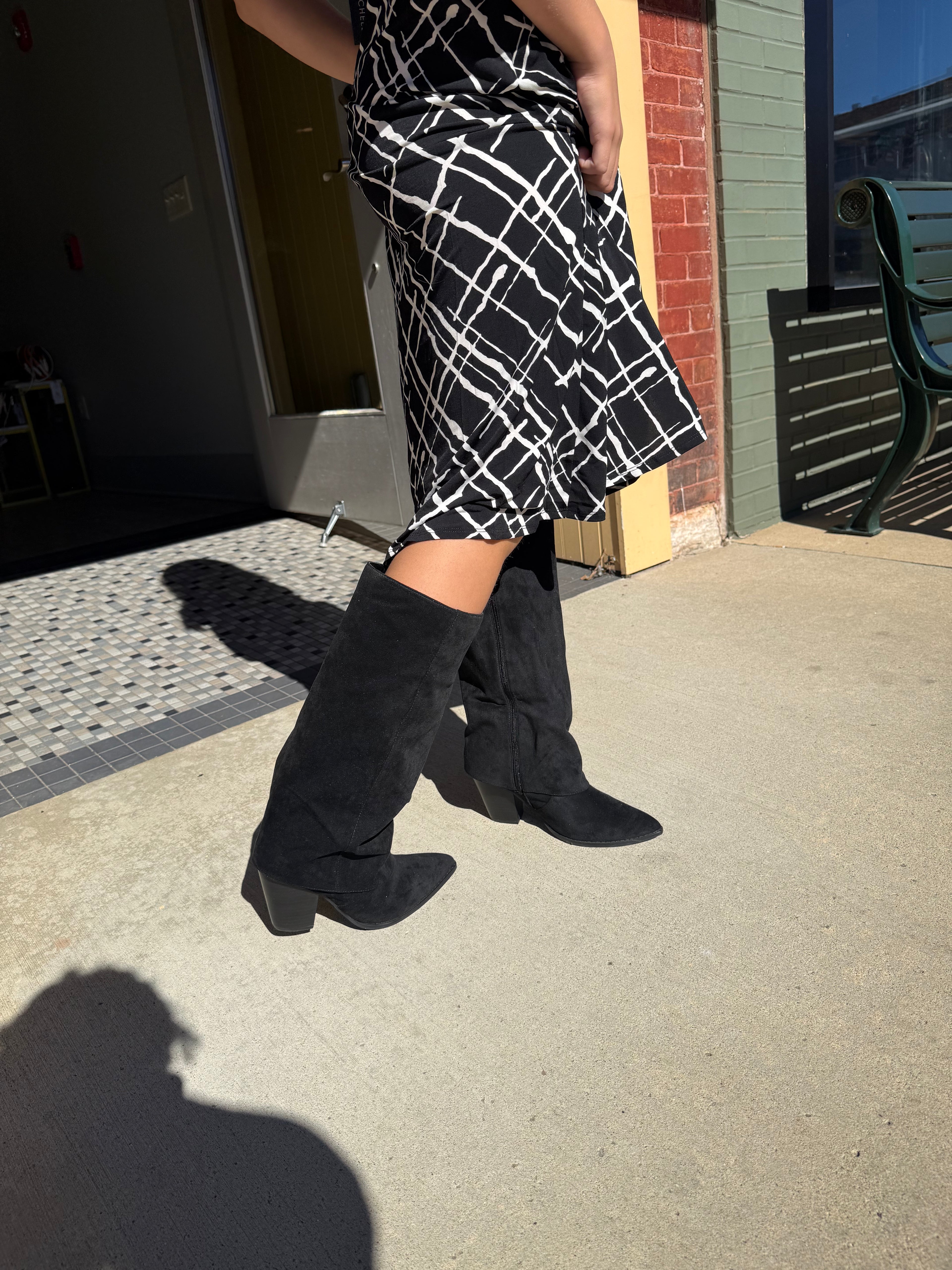 HIGH ROAD Black Faux Suede