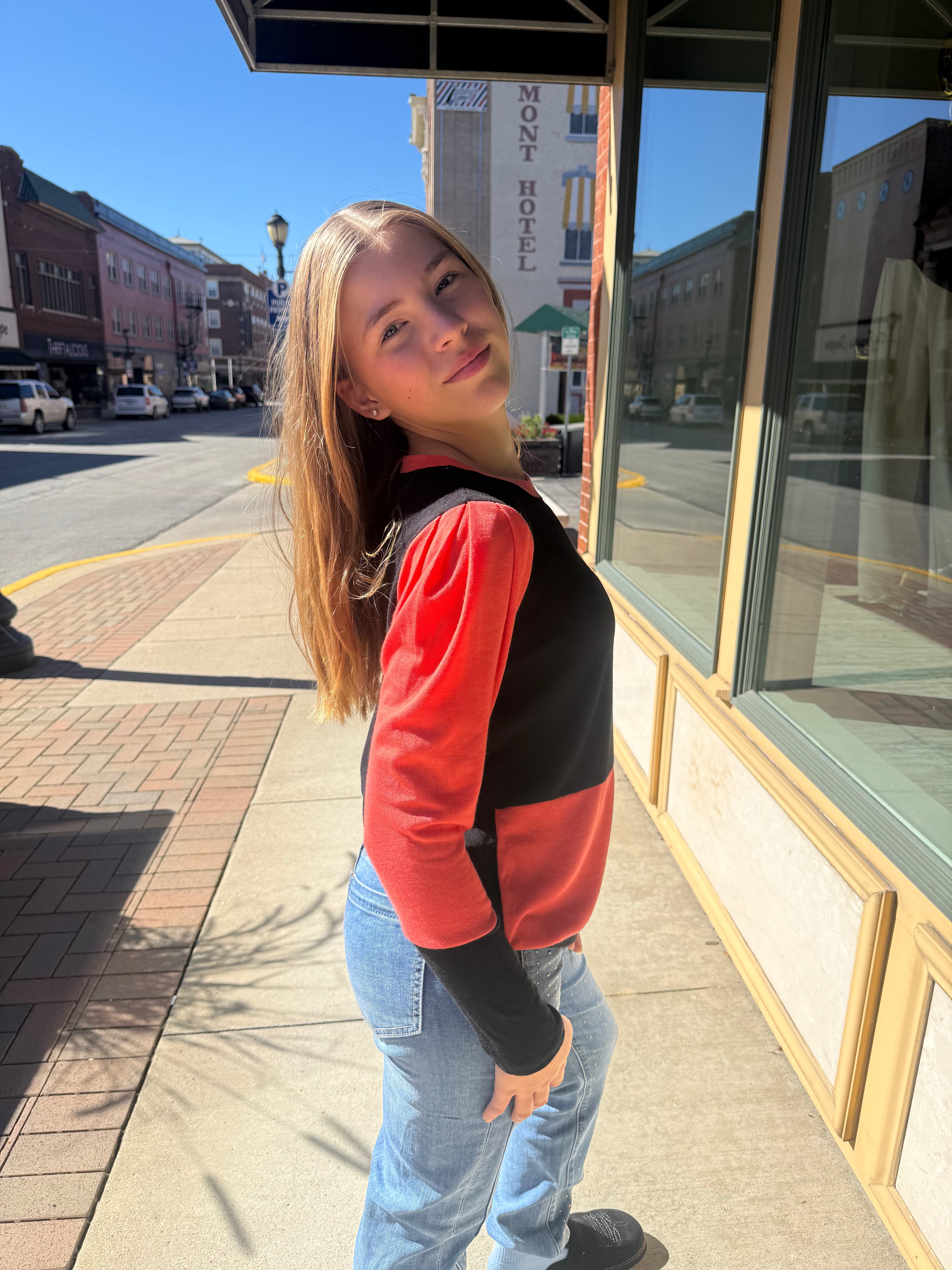 Solid Color Block Contrast Top