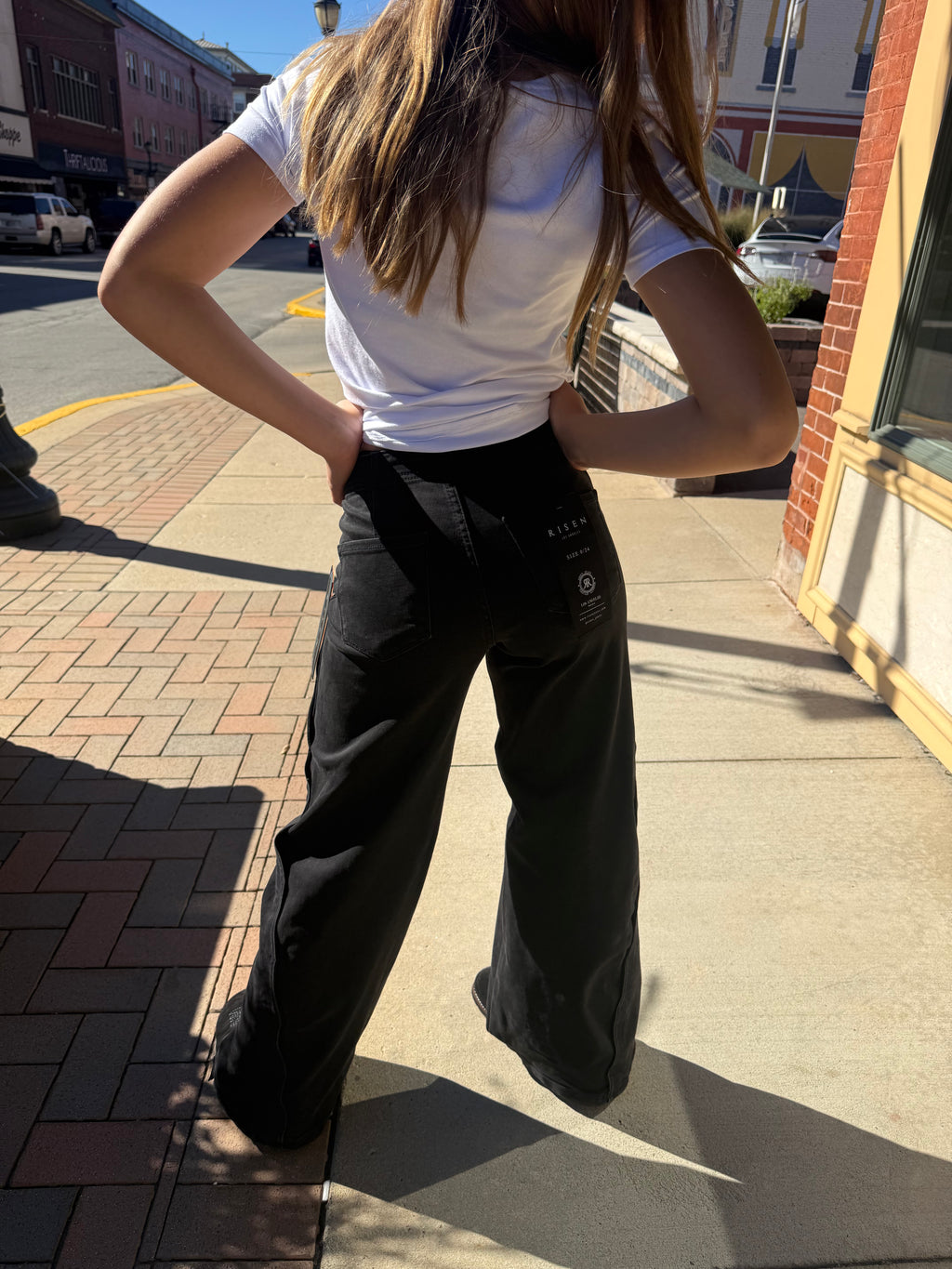 Black High Rise Scalloped Risen Jeans