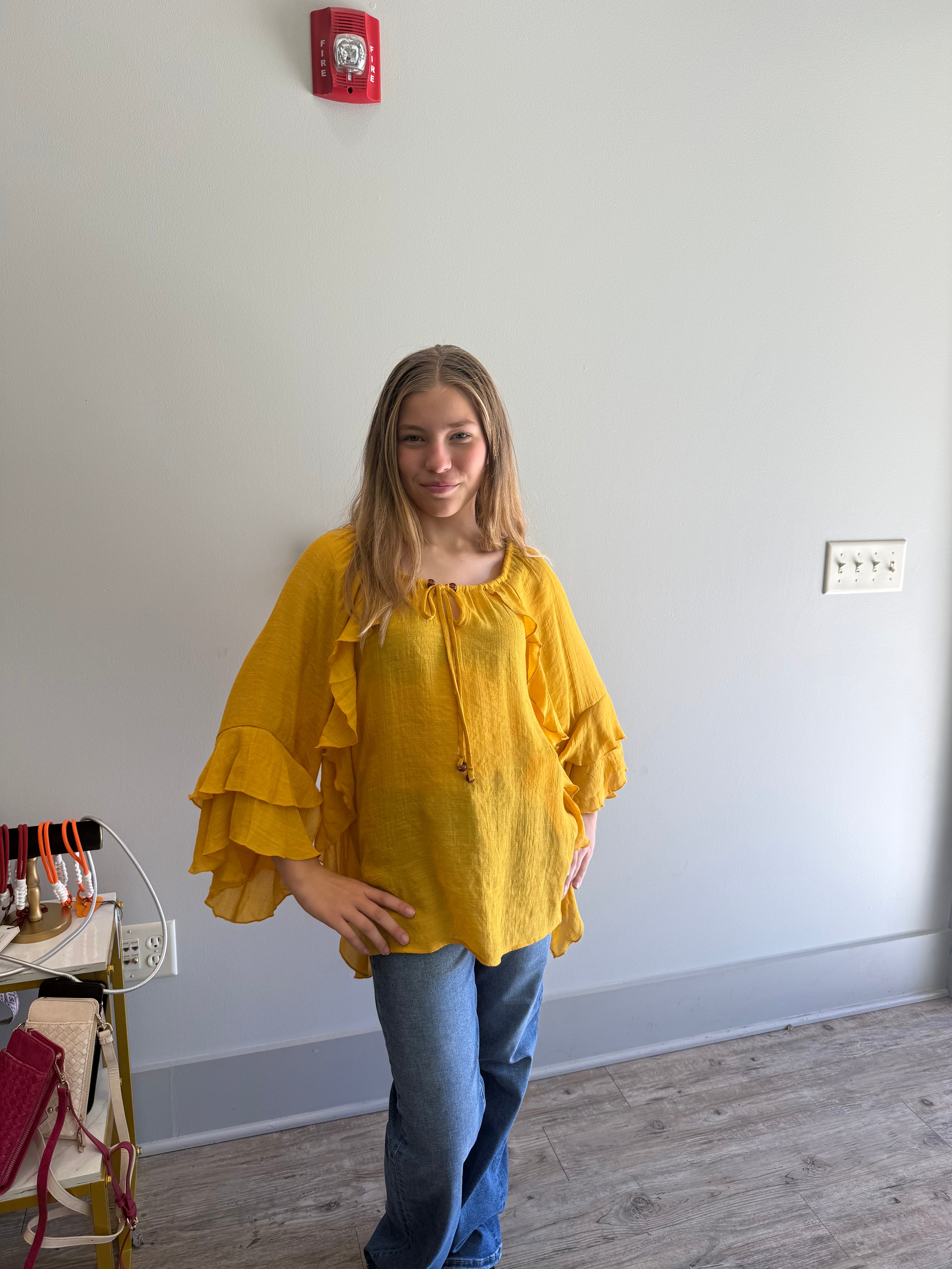 Gauze Tiered Ruffle Asym Peasant