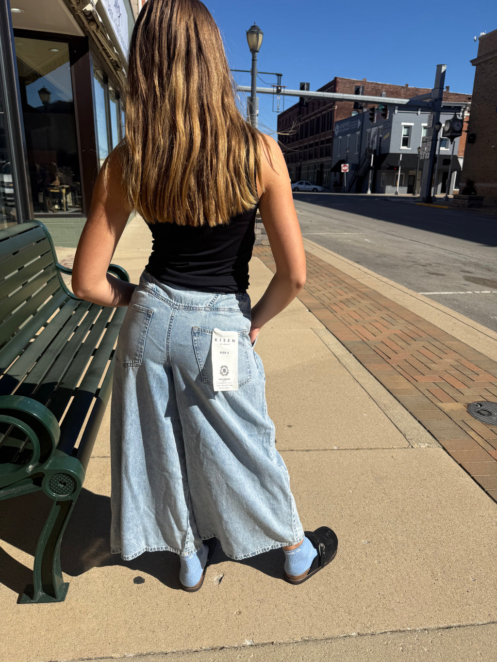 SLOUCHY CROPPED WIDE LEG RISEN JEANS